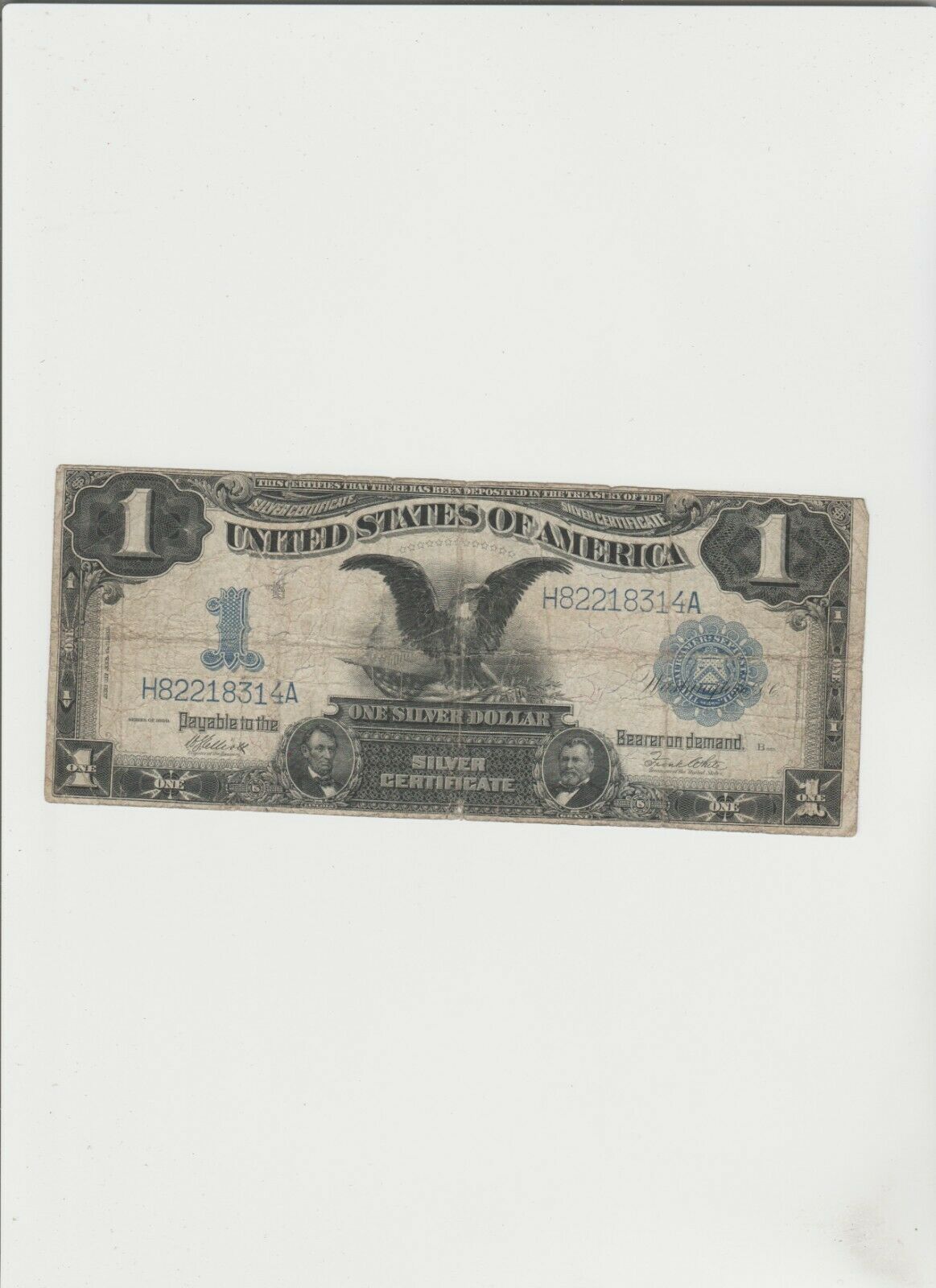 LARGE 1899 $1 DOLLAR BILL BLACK EAGLE NOTE BIG SILVER CERTIFICATE