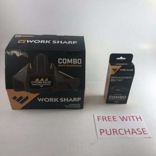 Work Sharp Combo Knife Sharpener Wscmb + Free Extra Belts Wssa000cmb
