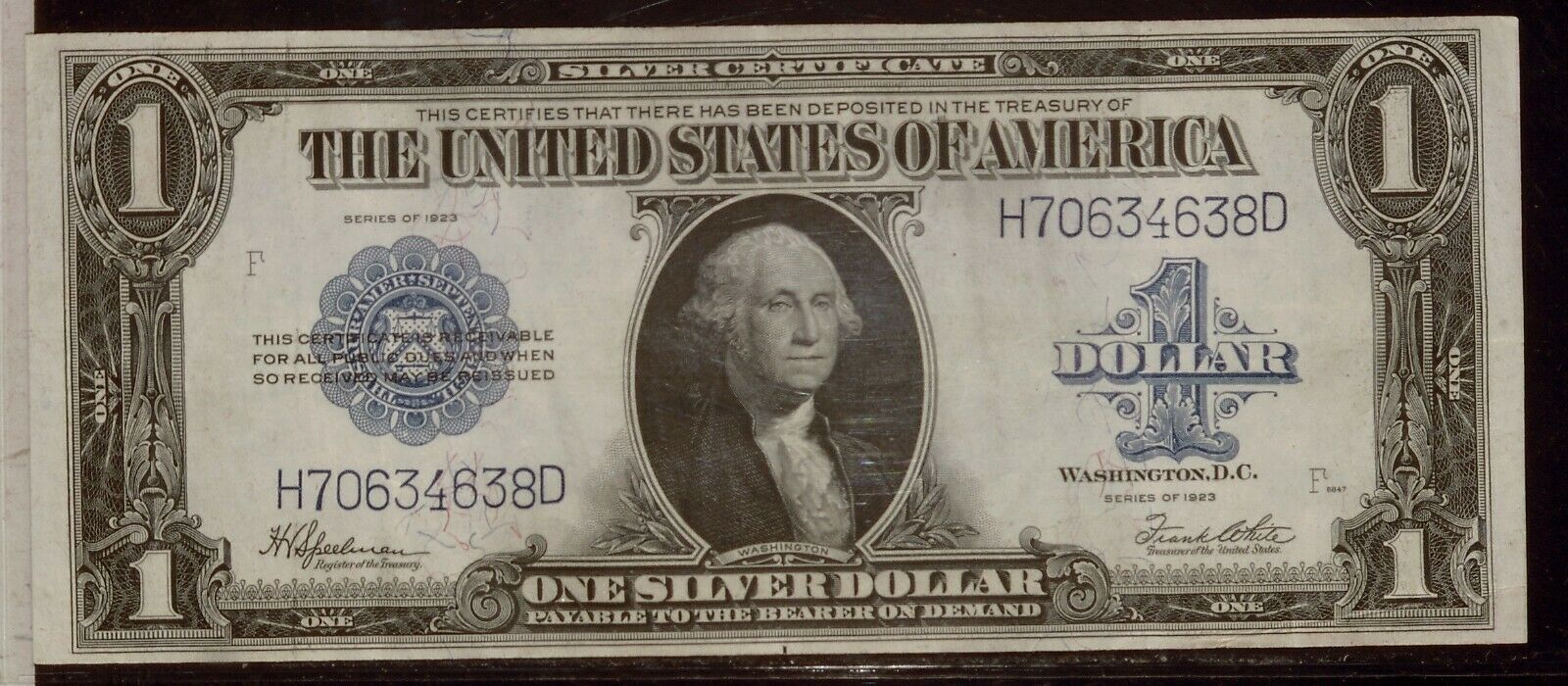 1923 United States $1.00 Silver Certificate | VF/XF | Spellman | H70634638D