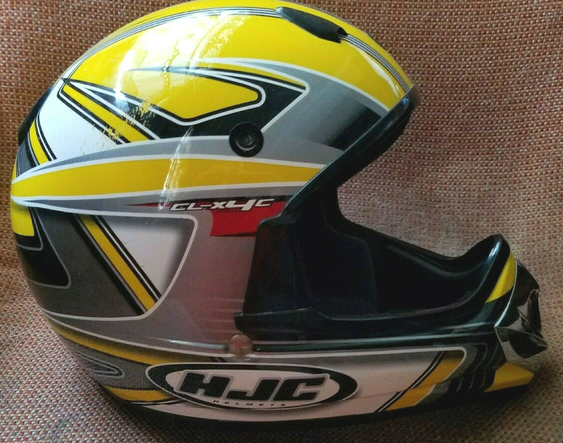 YOUTH HJC CL-X4c HELMUT DOT SIZE YOUTH S/M YELLOW GRAY WHITE RED VG USED COND