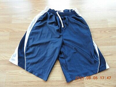 Nike unisex youth's 100% polyester navy & silver sport shorts size M (10-12)