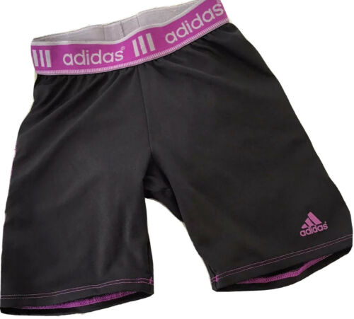 Adidas Climalite Activewear Shorts Youth Size:M Black W/ Purple Trim