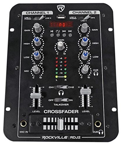 2 Channel Dj Mixer With Usb, Cue Monitor, Talkover, 4 Line Inputs (rdj2)
