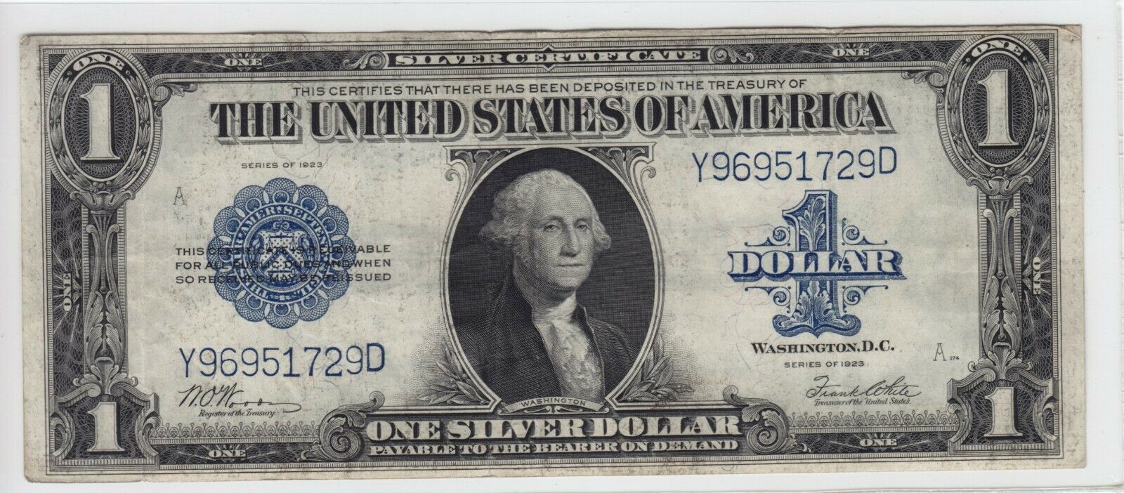 1923 $1 Silver Certificate Horse Blanket Note FR#238 Y96951729D