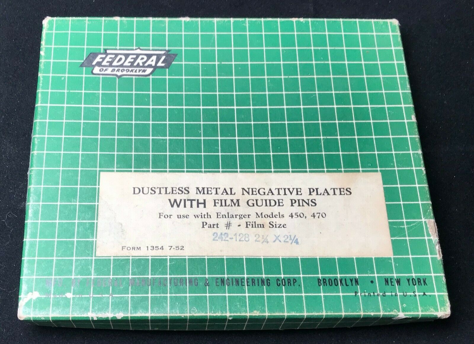 Vintage Federal Metal negative plates with film guides photography fits kodak