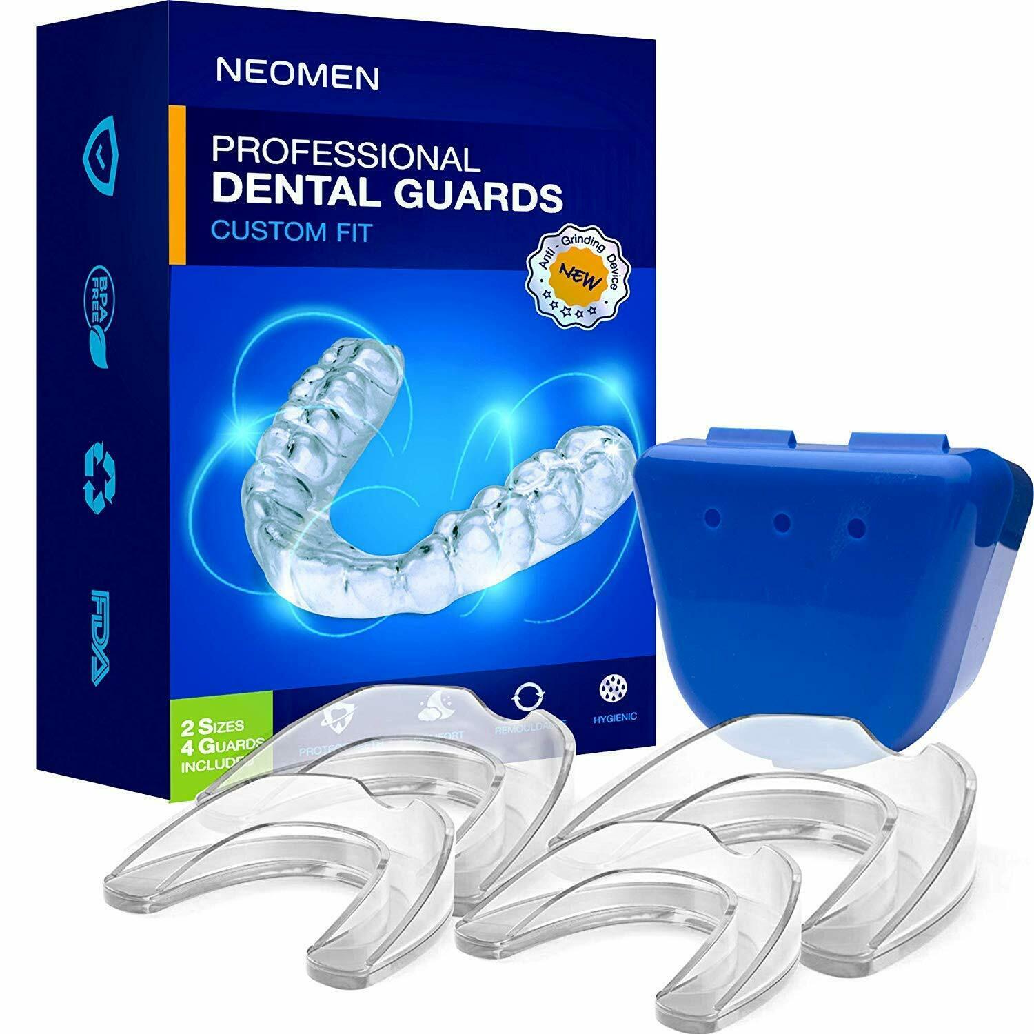 Neomen Mouth Guard 2 Sizes,Pack of 4 Upgraded Teeth Grinding Guard,Stops Bruxism
