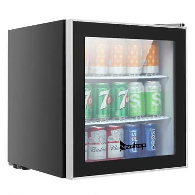 60 Cans Beverage Cooler Mini Fridge Stainless Steel Glass Door Led Light Beer