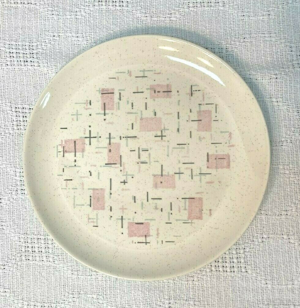 Vintage Vernonware Tickled Pink 10" Round Dinner Plate Mid Century Modern