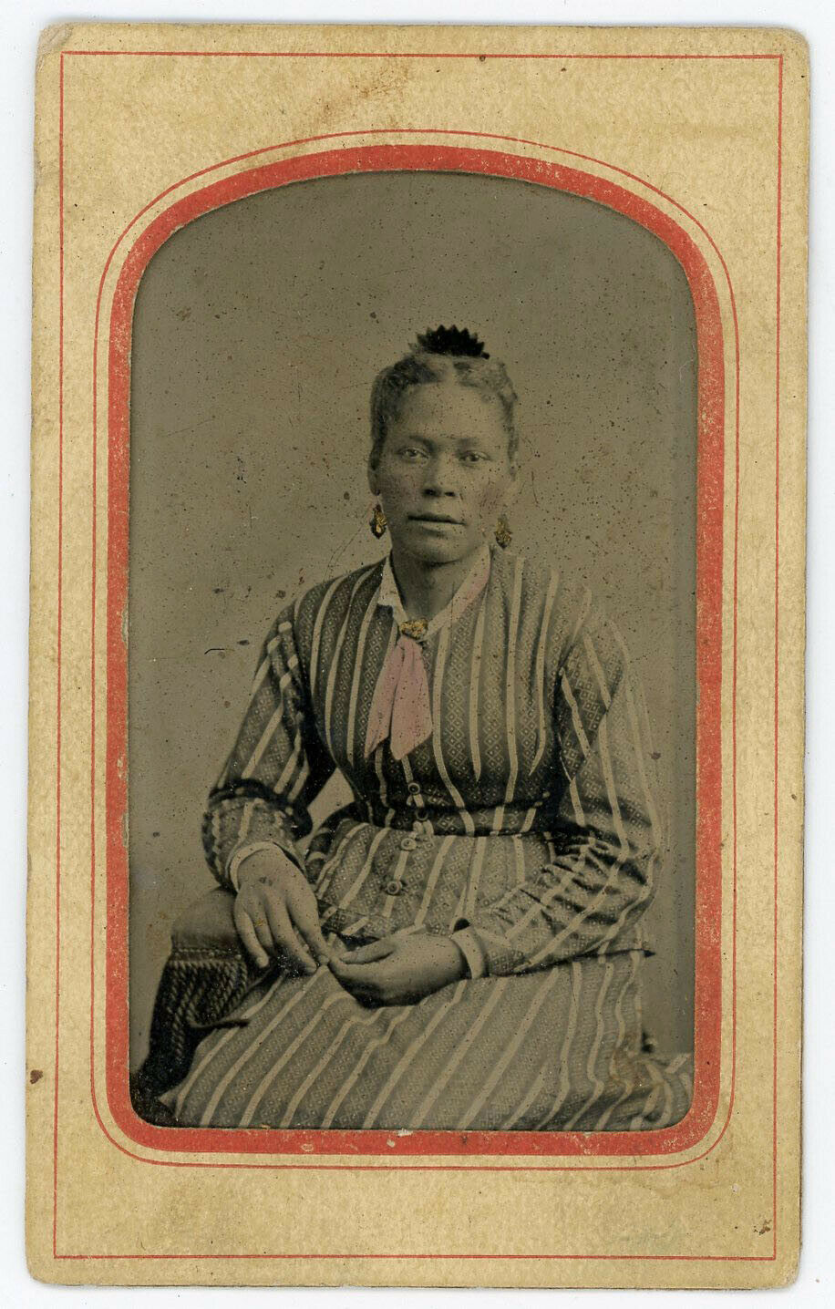 BLACK AFRICAN AMERICAN WOMAN LaGRANGE GEORGIA HAND COLORED TINTYPE PHOTO