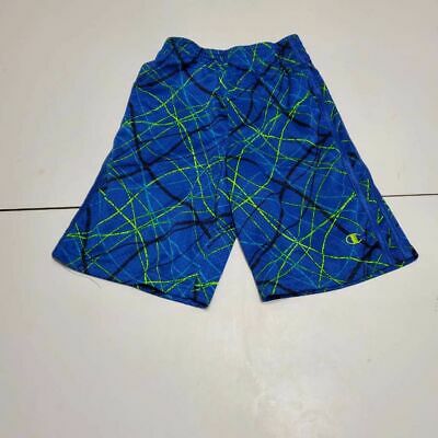 Champion Authentic Kids Activewear Shorts Blue Abstract Perforated Pull On 7/8