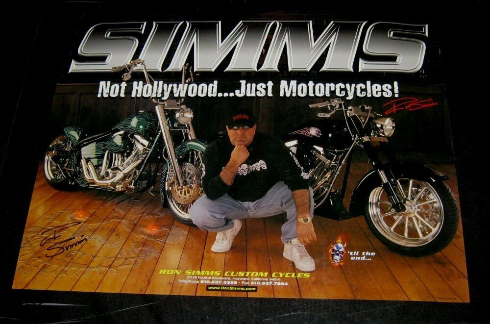 Original RON SIMMS CUSTOM CYCLES AUTOGRAPHED POSTER
