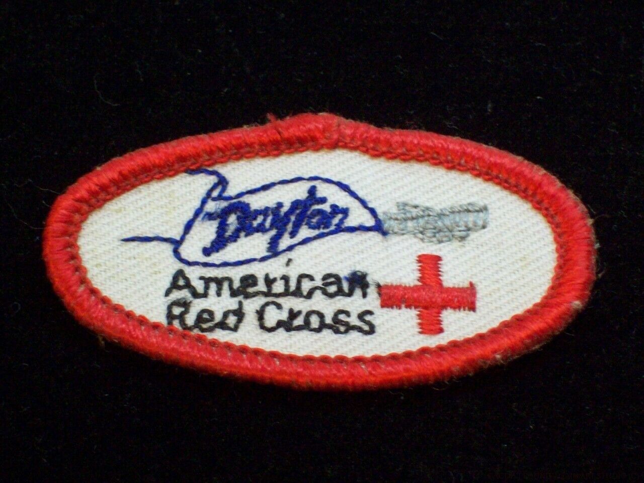 American Red Cross Dayton Ohio Patch Vintage ARC Small Oval Embroidered Badge OH