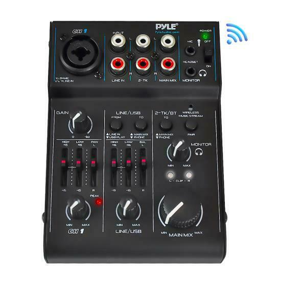 Pyle PAD30MXUBT Bluetooth 3-Channel Mixer DJ Controller Audio Interface