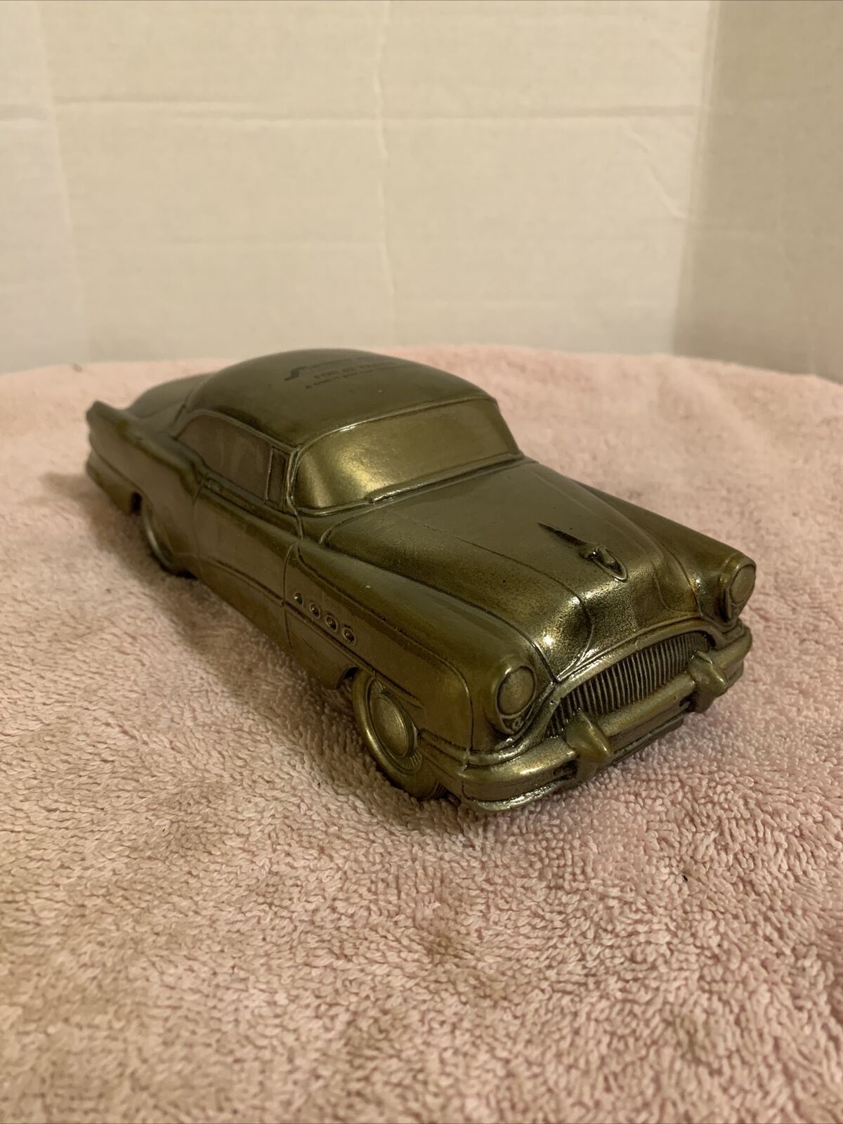 State Auto Diecast Promotional Buick Car Bank Brass Tone