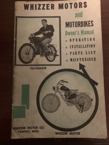 Whizzer Motorbikes Original Owners Manual 1950's - Pacemaker - Parts List