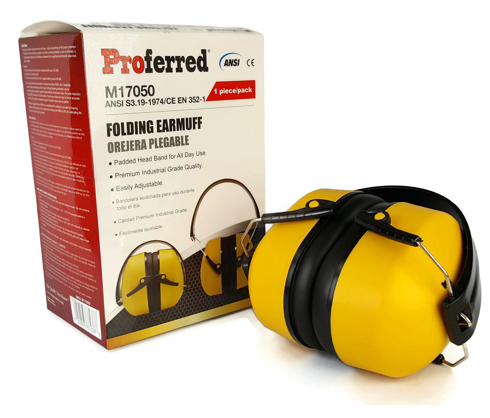 Noise Cancelling Protective Earmuff - Folding Hearing Protection Ear Muffs