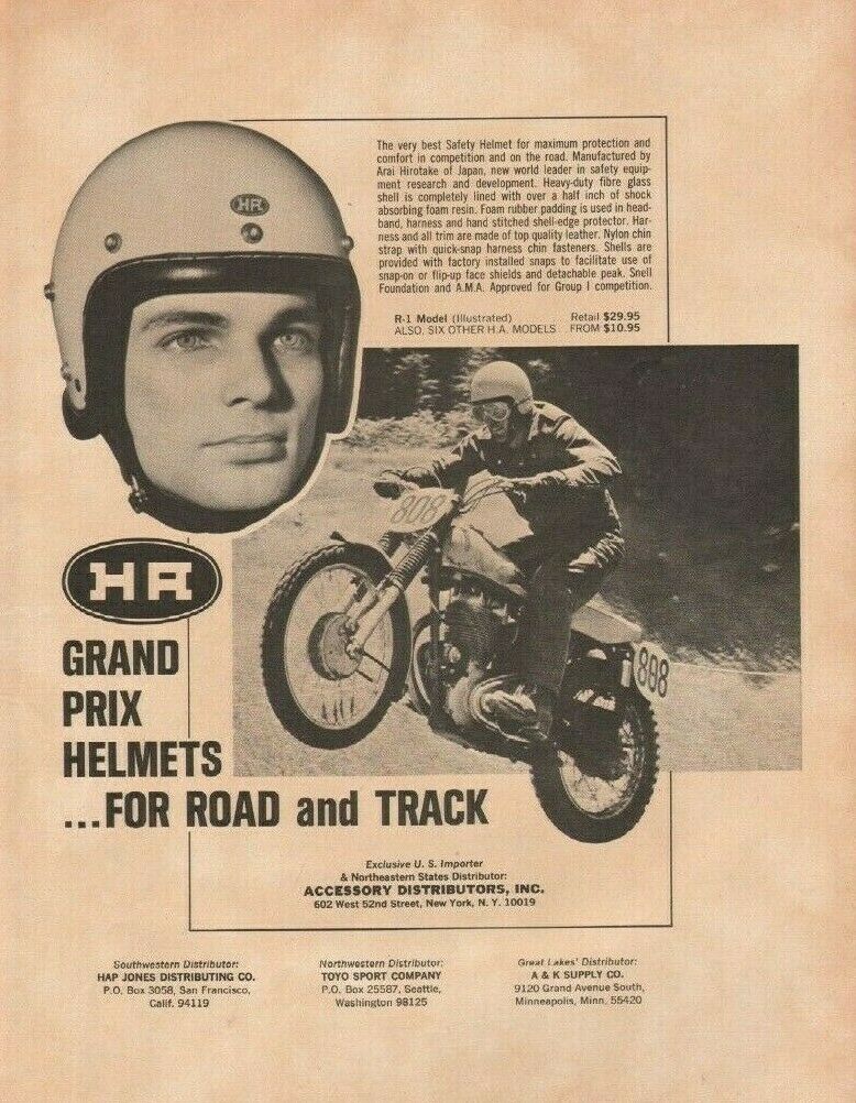 1966 H.a. R-1 Grand Prix Motorcycle Helmet - Vintage Ad