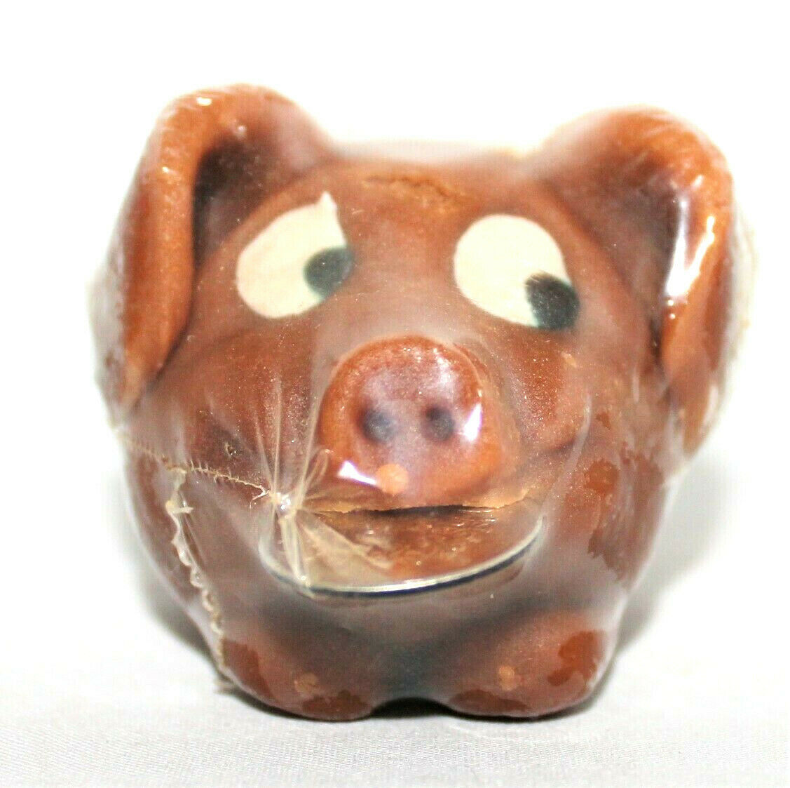 Small Vtg Sealed German Cute Solid Marzipan Pig W Coin In Mouth-germany