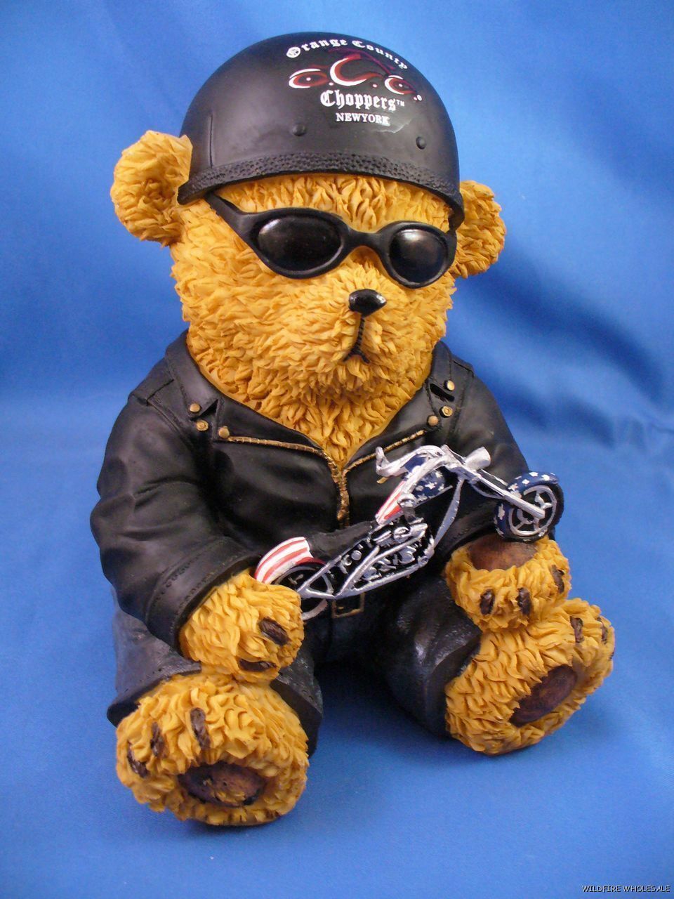 ORANGE COUNTY CHOPPER NEW YORK BIKER TEDDY BEAR BANK MOTORCYCLE AMERICAN USA