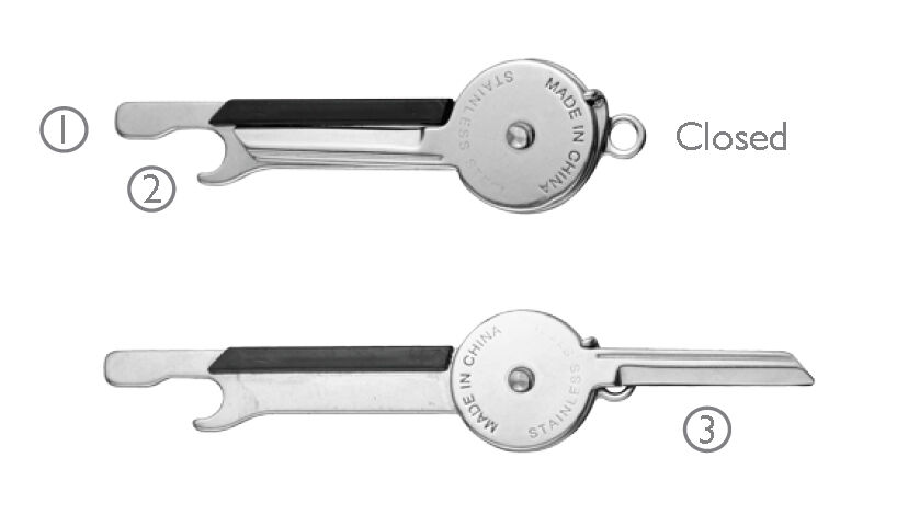 3 in 1 Key Shaped Knife Keychain Screwdriver Bottle Opener Multi Purpose Survive